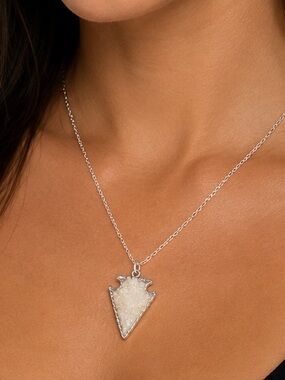 NEW - Sparkling Two-Sided Druzy Arrowhead Pendant Necklace 16”Handmade in NYC